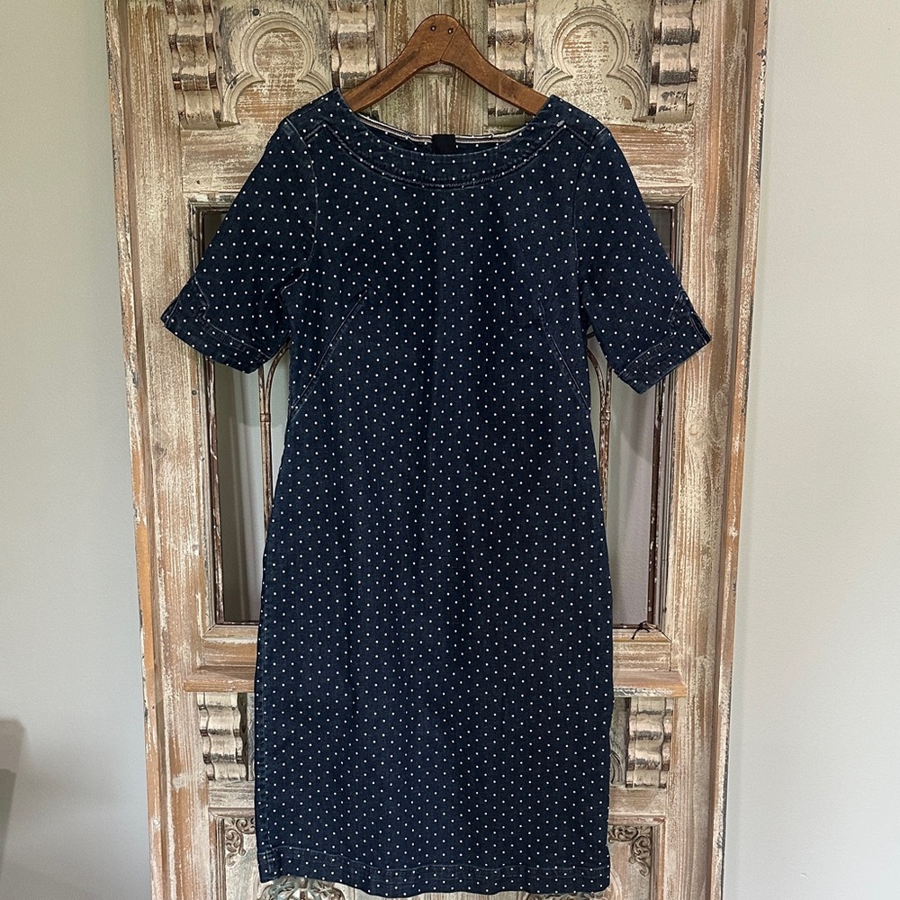 Boden Navy Blue Polka Dot Short Sleeve Dress
